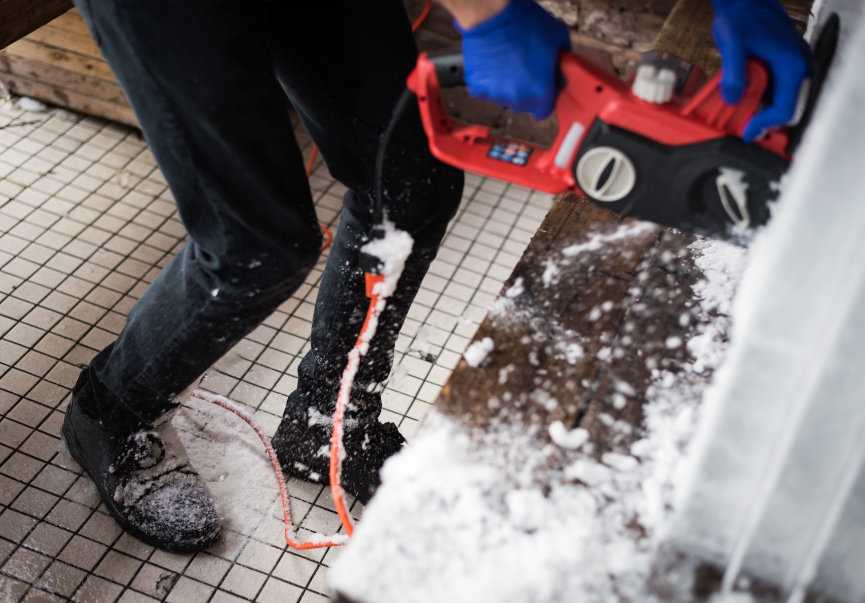 Chiseling Ice Cubes at Tate's Craft Cocktails